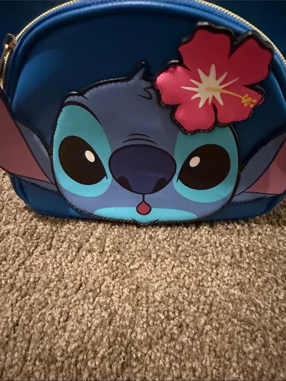 Disney Blue Stitch Kids Mini Backpack with Pink Hibiscus